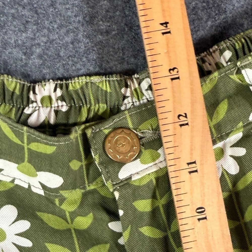 Big Bud Press Trousers XS Green Floral Daisy Print High Waist Pants NWOT - Picture 9 of 12